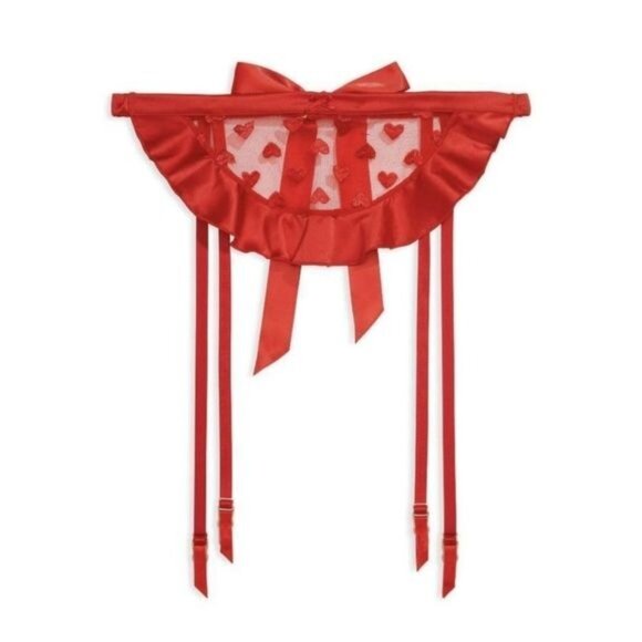Victoria's Secret Dream Angels Emb. Heart Garter Belt Skirt/Apron *Red* Size M/L - Picture 7 of 7